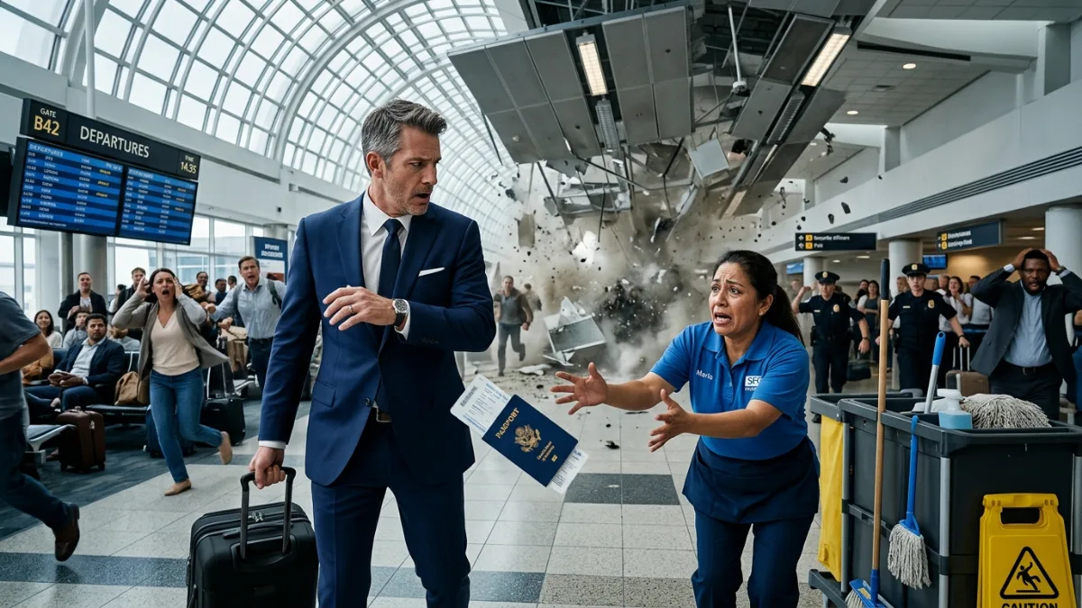 The Airport Cleaner Knocked His Passport Away… Seconds Later, She Saved His Life